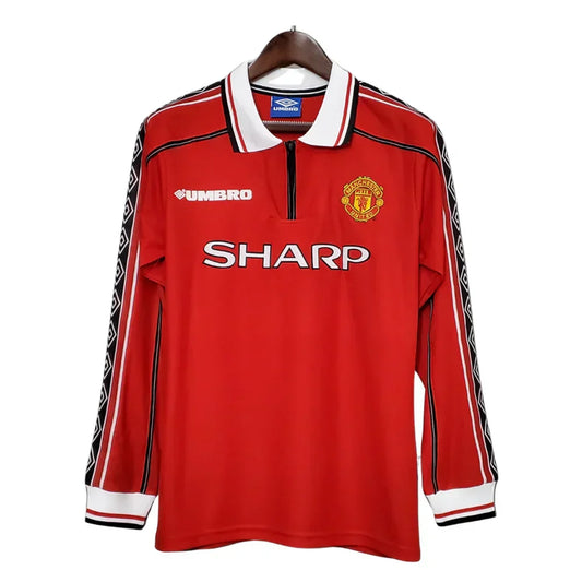 Camisa Manga Longa Retrô Torcedor Masculina Manchester United 1998