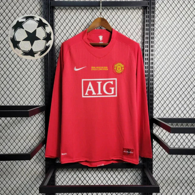 Camisa Retrô Manchester United Manga Longa 2007/08 Masculino Vermelho