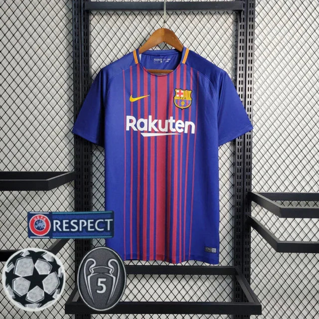 Camisa Retrô Barcelona I Home 2017/18 Masculino Azul Grená