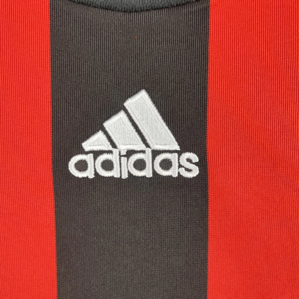 Camisa Retrô Milan I Home 2008/09 Manga Longa Vermelho e Preto