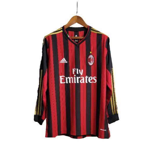 Camisa I Milan 2013/14 - Retrô Manga Longa- Vermelho