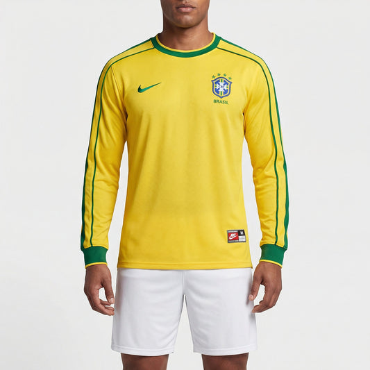 Camisa Manga Longa Retrô Torcedor Masculina Brasil 1998
