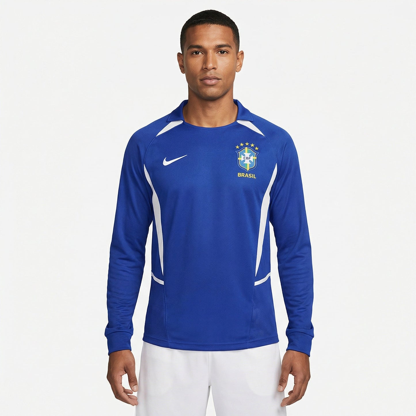 Camisa Manga Longa Retrô Torcedor Masculina Brasil 2002