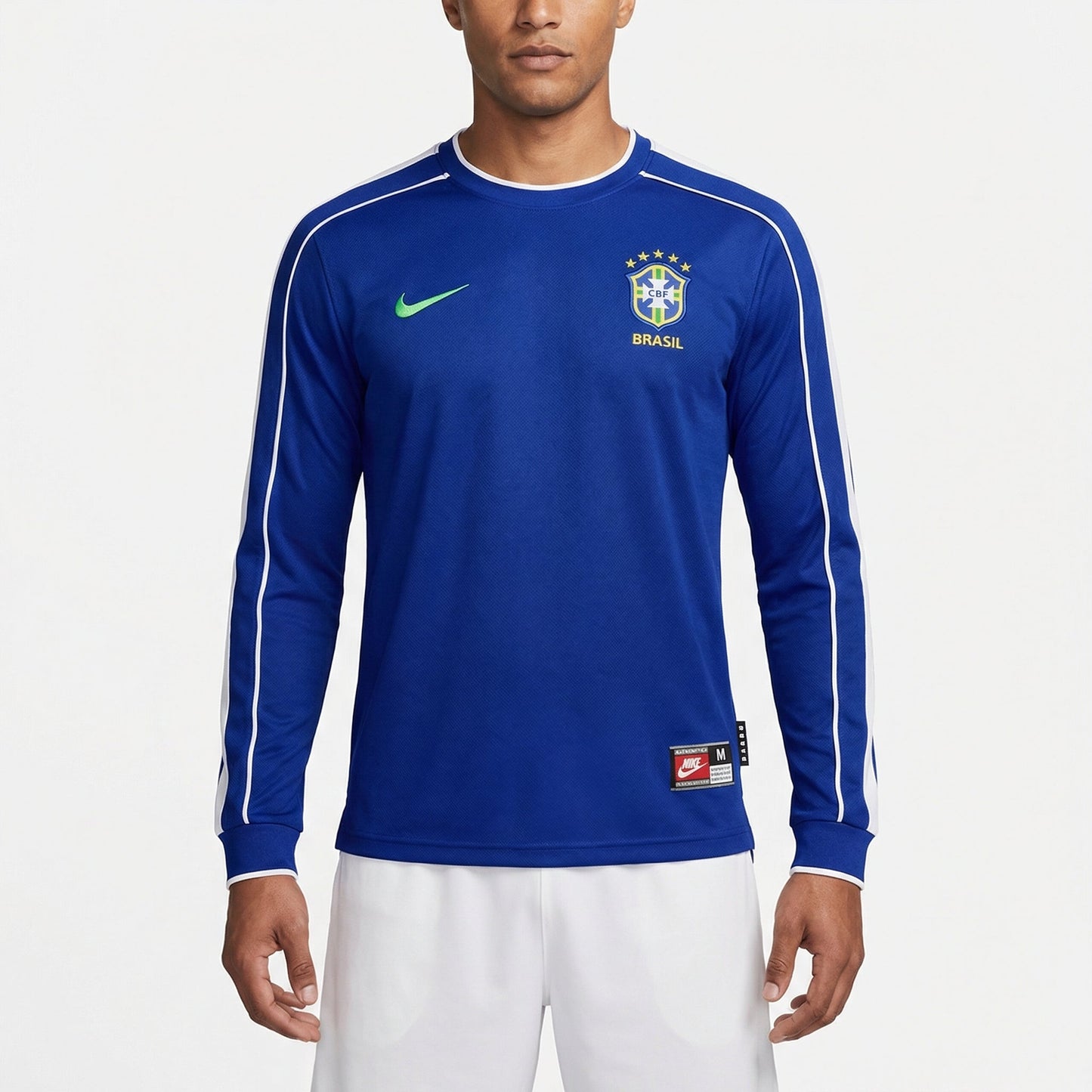 Camisa Manga Longa Retrô Torcedor Masculina Brasil II 1998