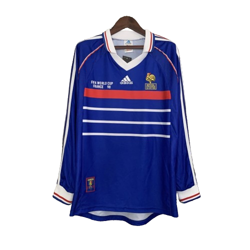 Camisa Manga Longa Retrô Torcedor Masculina França 1998