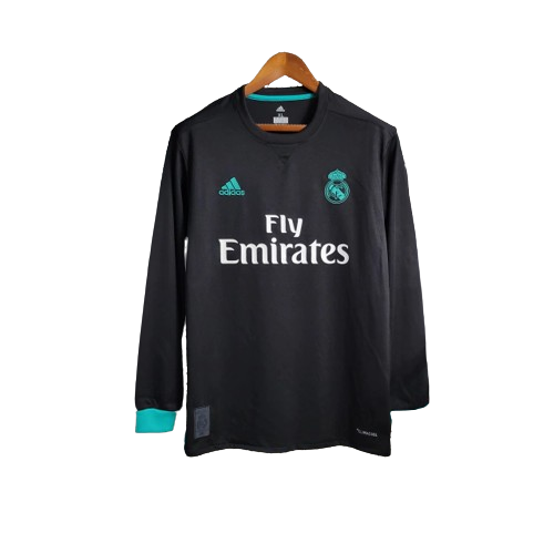 Camisa Retrô Real Madrid Manga Longa II 2017/18 Retrô Preto