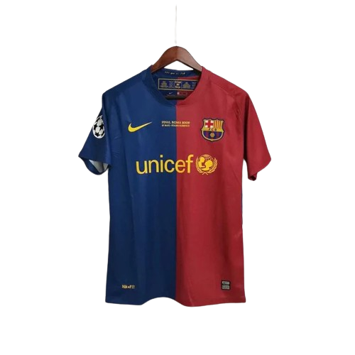 Camisa Retrô Barcelona I Home 2008/09 UEFA Champions League Azul e Grená