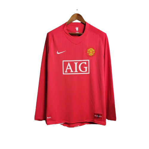Camisa Retrô Manchester United Manga Longa 2007/08 Masculino Vermelho