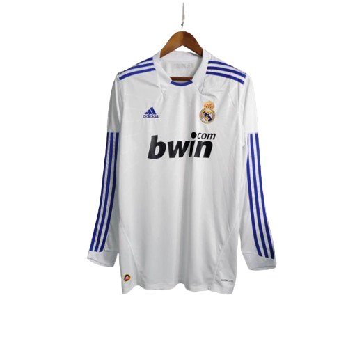 Camisa Retrô Real Madrid I Home 2010/11 Manga Longa Masculina - Branco