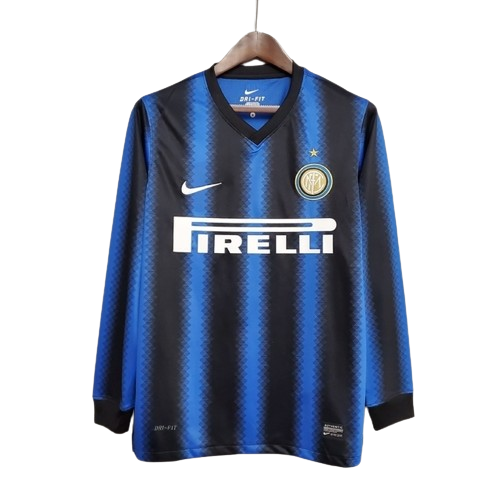 Camisa Inter de Milão Retrô 2010 Manga Longa Azul e Preta