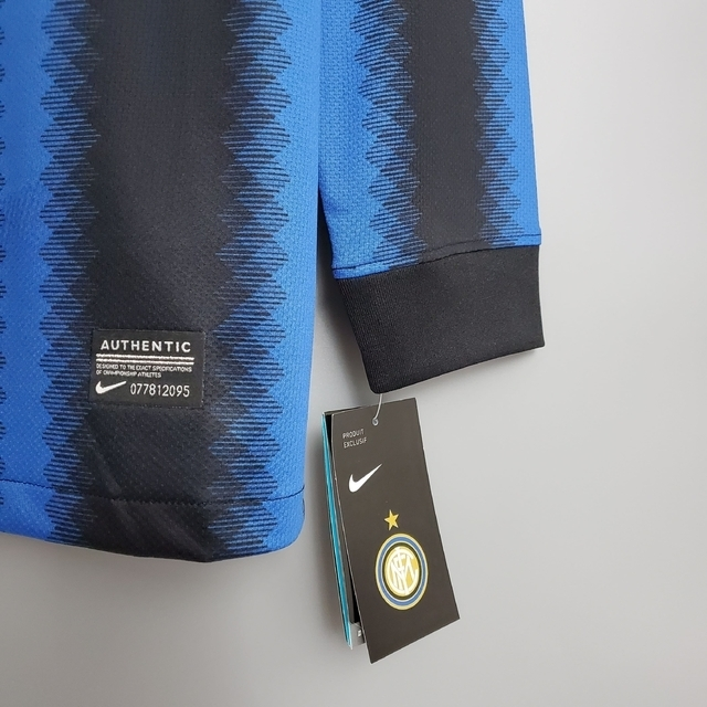 Camisa Inter de Milão Retrô 2010 Manga Longa Azul e Preta