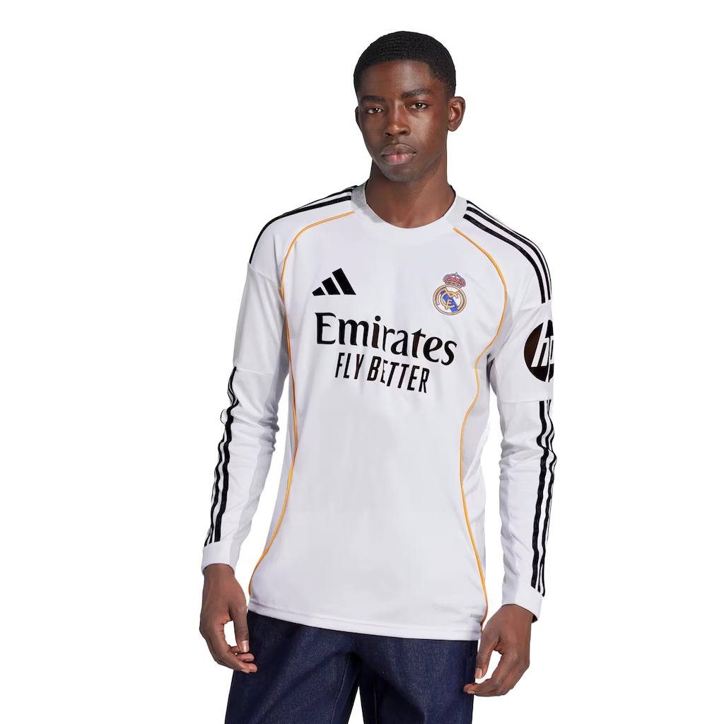 Camisa Real Madrid Home Manga Comprida 25/26 - Torcedor Masculina