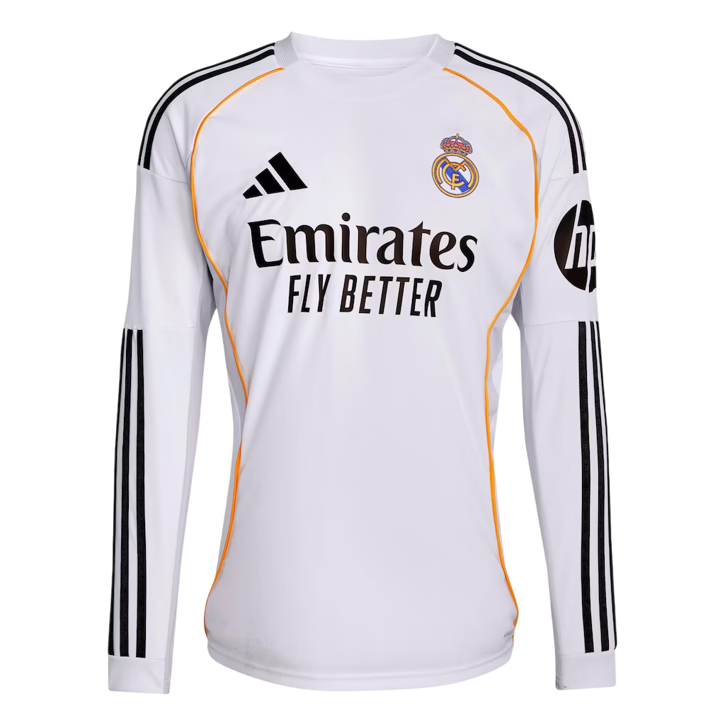 Camisa Real Madrid Home Manga Comprida 25/26 - Torcedor Masculina