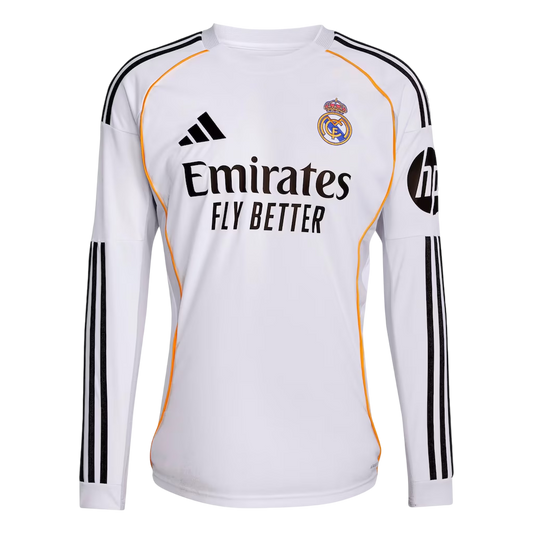 Camisa Real Madrid Home Manga Comprida 25/26 - Torcedor Masculina
