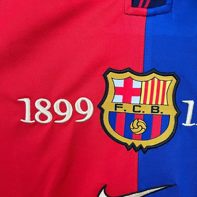 Camisa Manga Longa Retrô Torcedor Masculina Barcelona 1998