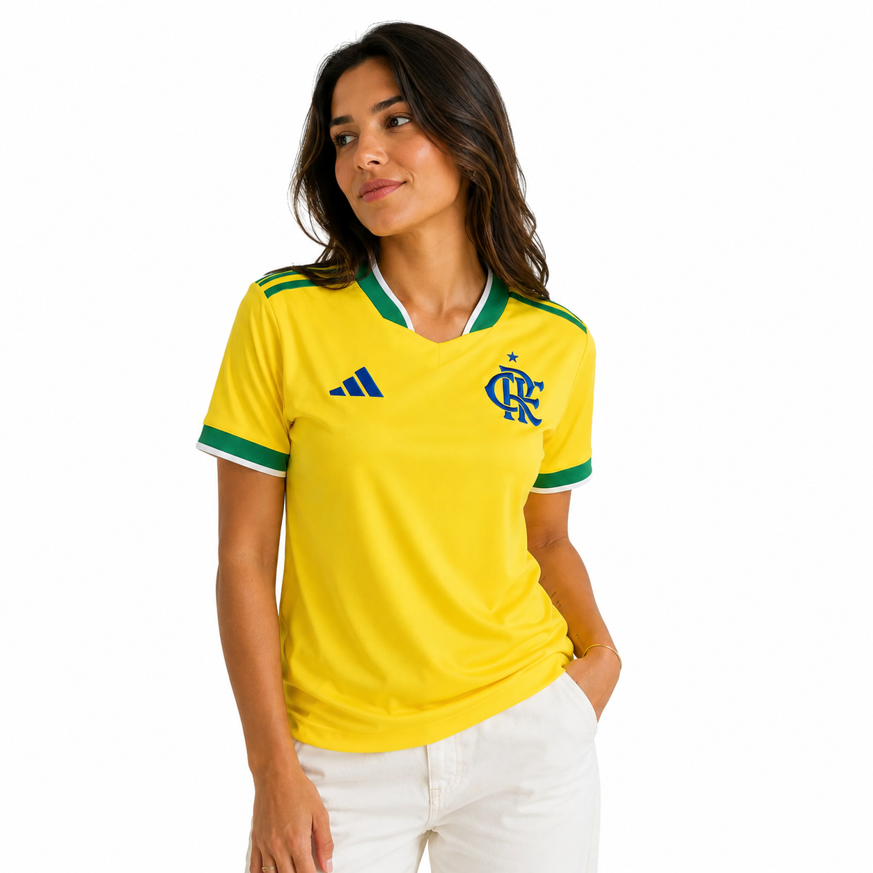 Camisa Flamengo 2026/27 Verde Amarela Copa do Mundo - Feminina