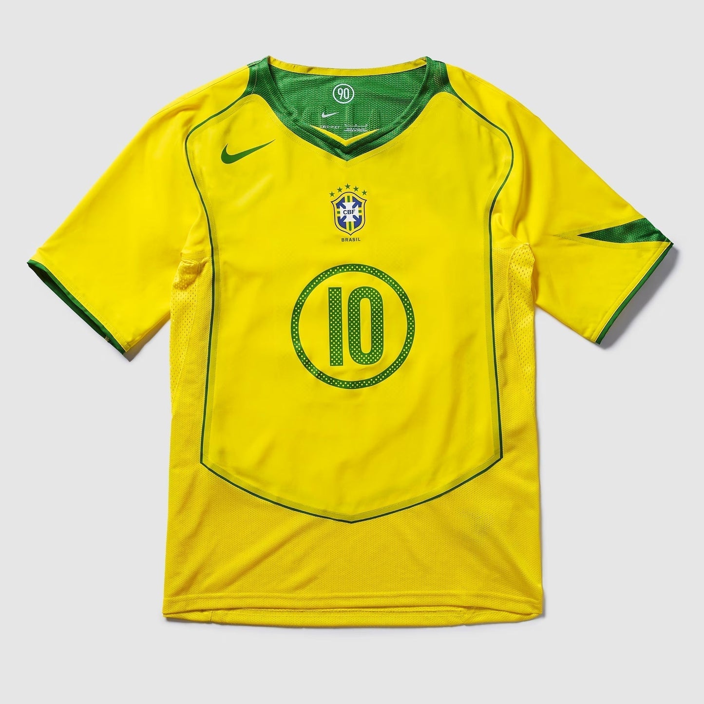 Camisa Retrô Torcedor Masculina Brasil 2004 Total 90 Ronaldinho
