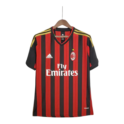 Camisa Retrô Milan I Home 2013/14 Masculino Vermelho e Preto