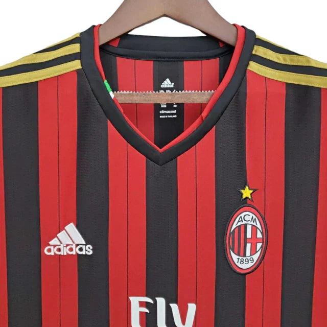 Camisa Retrô Milan I Home 2013/14 Masculino Vermelho e Preto