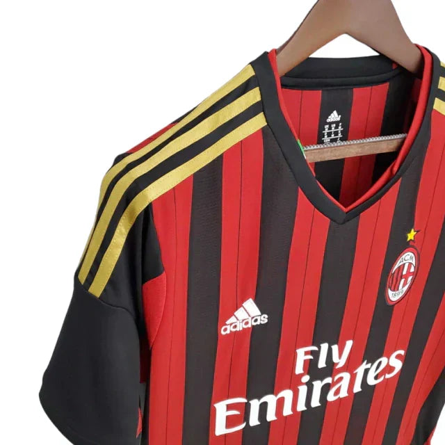 Camisa Retrô Milan I Home 2013/14 Masculino Vermelho e Preto