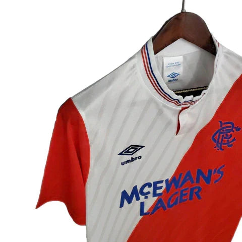 Camisa Glasgow Rangers Retrô 1987/1988 Branca e Vermelha