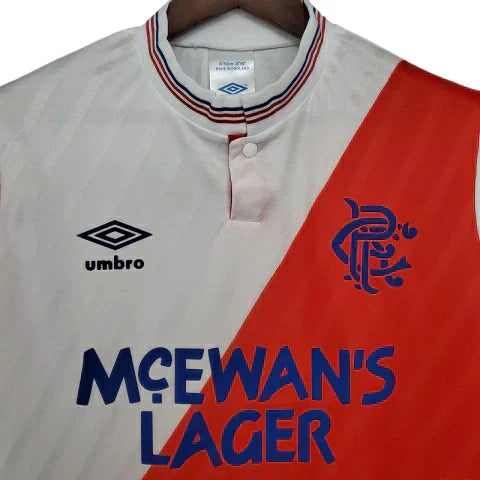 Camisa Glasgow Rangers Retrô 1987/1988 Branca e Vermelha