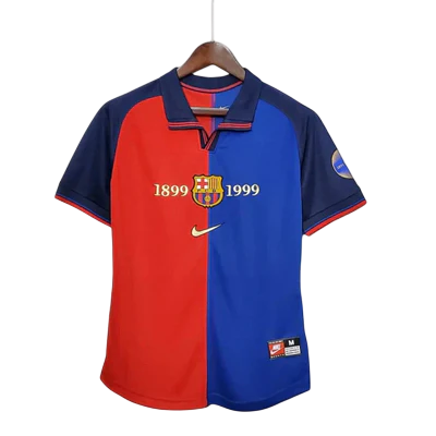 Camisa Retrô Barcelona 100 Anos 1899/99 Azul e Grená