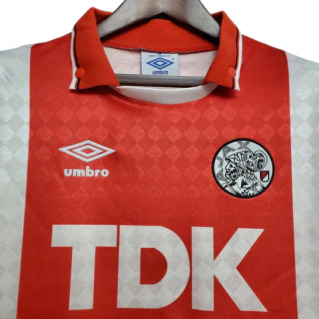 Camisa Ajax Retrô 1990-1992 Vermelha e Branca