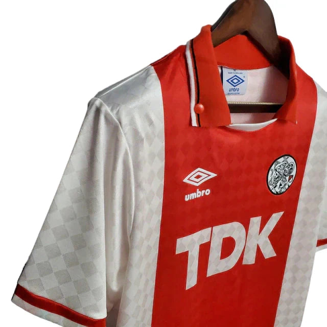 Camisa Ajax Retrô 1990-1992 Vermelha e Branca